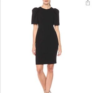 Calvin Klein Puff Sleeve Scuba Dress in Black